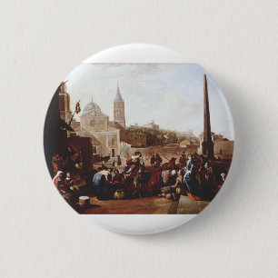 The Piazza del Popolo in Rome by Johannes Lingelba 6 Cm Round Badge