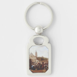 The Piazza del Popolo in Rome by Johannes Lingelba Key Ring