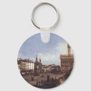 The Piazza della Signoria in Florence by Bernardo Key Ring