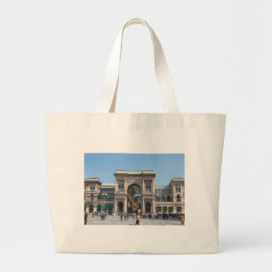 The Piazza Duomo square in Milan, Italy Large Tote Bag