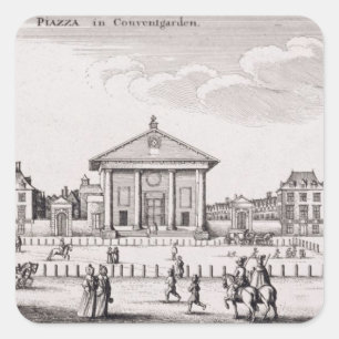 The Piazza in Covent Garden, 1647 (engraving) Square Sticker