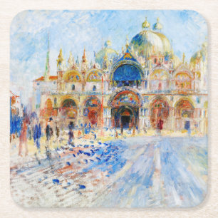 The Piazza San Marco, Renoir Square Paper Coaster