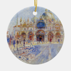 The Piazza San Marco, Venice, 1881 (oil on canvas) Ceramic Ornament