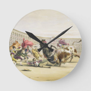 The Picador in Danger, 1865 (colour litho) Round Clock