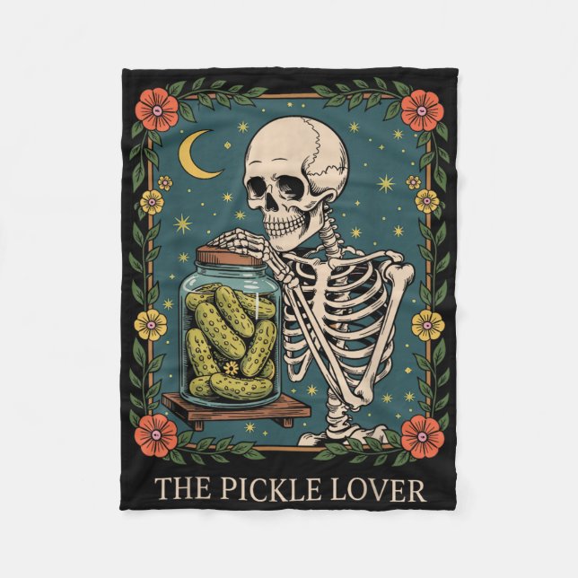The Pickle Lover Tarot Card Skeleton _1  Fleece Blanket (Front)