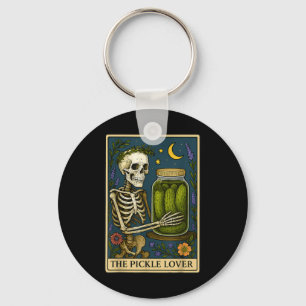 The Pickle Lover Tarot Card Vintage Skeleton Tarot Key Ring