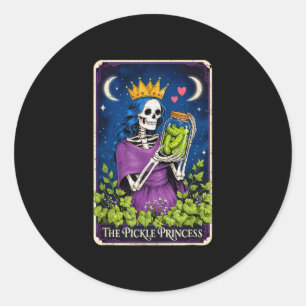 The pickle princess tarot card lover women girl classic round sticker