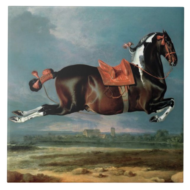 The Piebald Horse "Cehero' Rearing Ceramic Tile (Front)