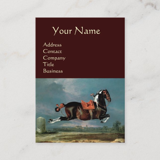 The Piebald Horse "Cehero' Rearing Monogram ,brown Business Card (Front)