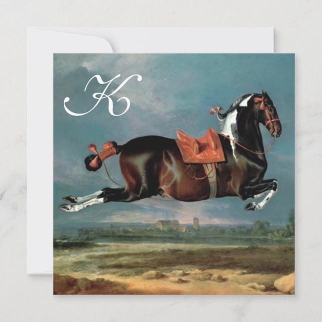 The Piebald Horse "Cehero' Rearing Monogram Invitation (Front)