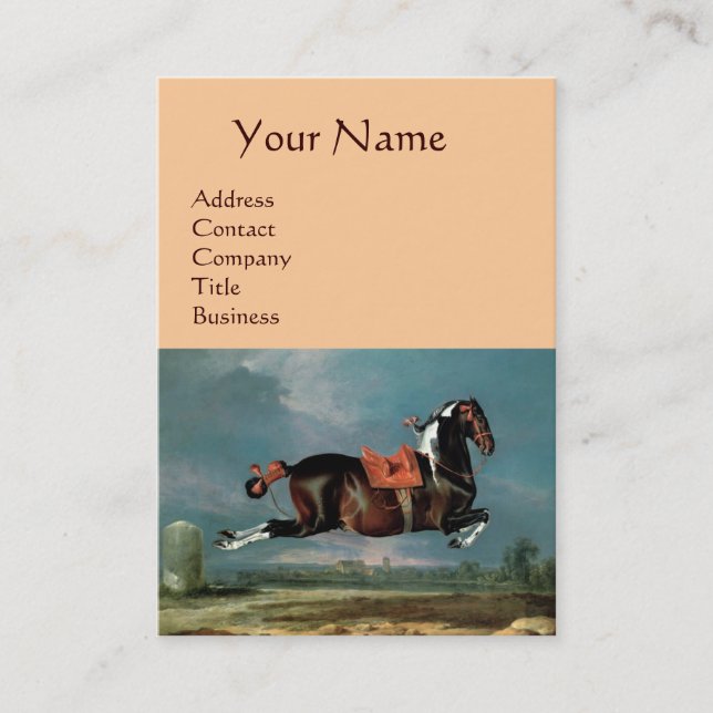 The Piebald Horse "Cehero' Rearing Monogram ,pink Business Card (Front)