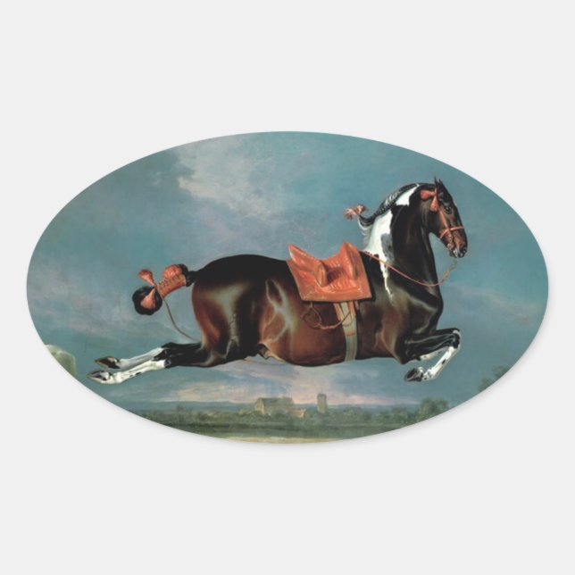 The Piebald Horse "Cehero' Rearing Oval Sticker (Front)