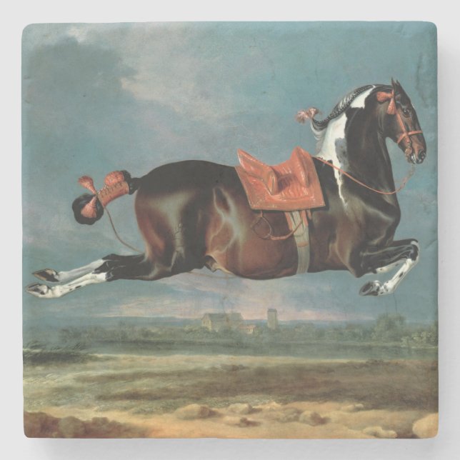 The piebald horse 'Cehero' rearing Stone Coaster (Front)