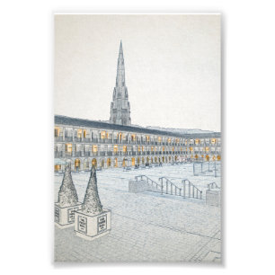 The Piece Hall, Halifax, Architectural Sketch Photo Print