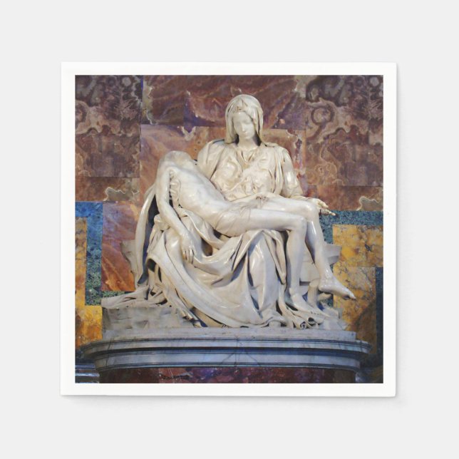 The Pieta by Michelangelo Cocktail Napkin (Front)