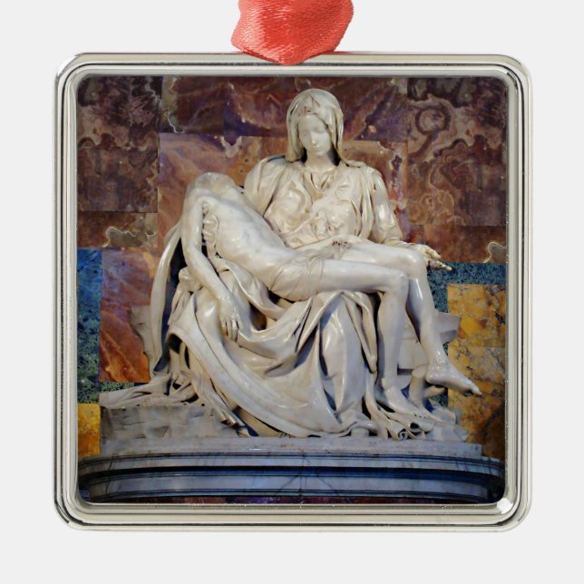 The Pieta by Michelangelo Metal Ornament (Front)