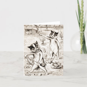 The Pig is in the Chicken Coop by Louis Wain Thank You Card