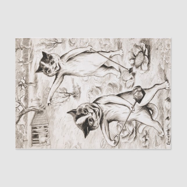 The Pig is in the Chicken Coop by Louis Wain Tissue Paper (Front)