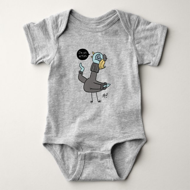 The Pigeon I'm an Artist Baby Heather Bodysuit (Front)
