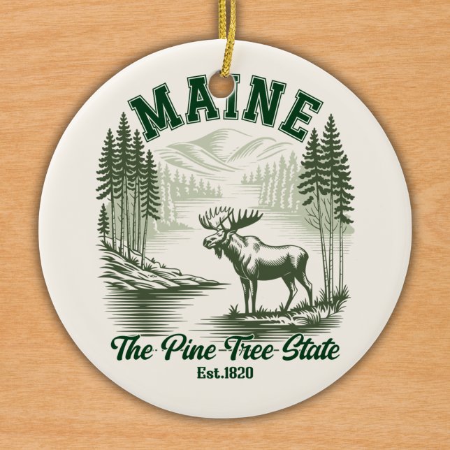 The Pine Tree State  - Mountain Forest View Ceramic Ornament (Creator Uploaded)