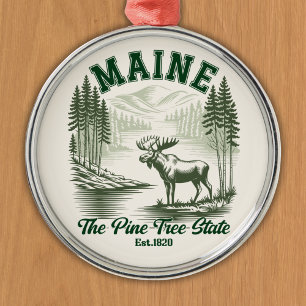 The Pine Tree State - Mountain Forest View Metal Ornament