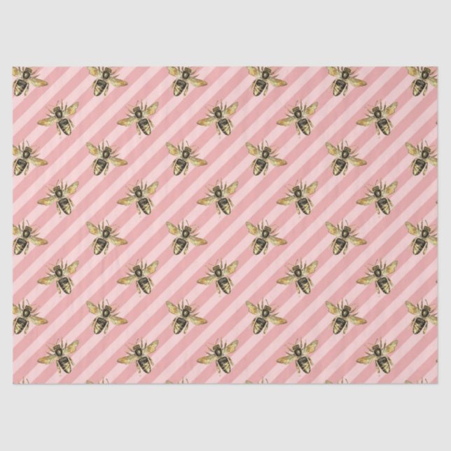 The Pink and Gold Bee Series Design 12 Tissue Paper (Front)