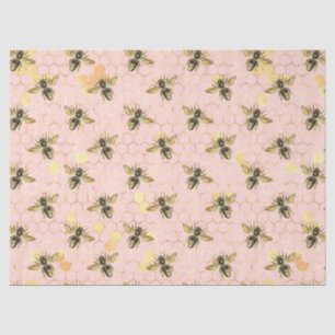 The Pink and Gold Bee Series Design 1 Tissue Paper