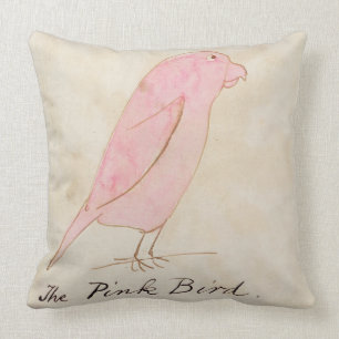 The Pink Bird, from 'Sixteen Drawings of Comic Bir Cushion
