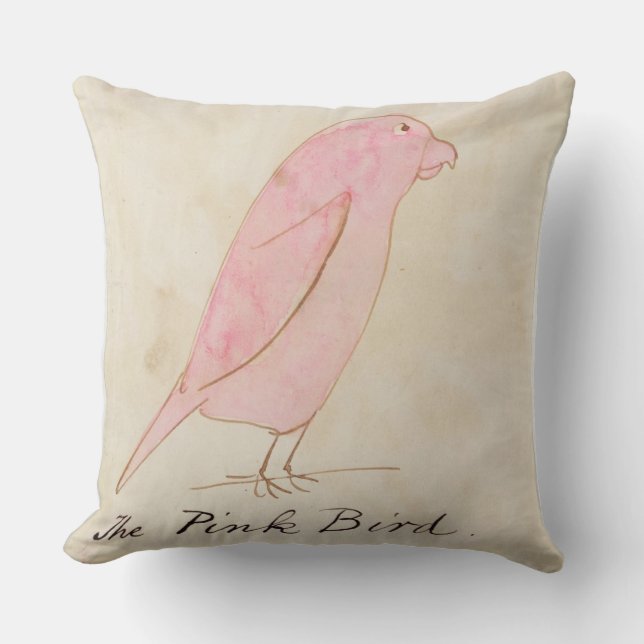 The Pink Bird, from 'Sixteen Drawings of Comic Bir Cushion (Front)