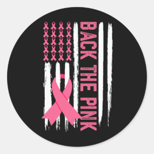 The Pink Breast Cancer Awareness Usa Flag Pink Rib Classic Round Sticker