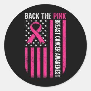 The Pink Breast Cancer Awareness Usa Flag Pink Rib Classic Round Sticker