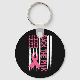 The Pink Breast Cancer Awareness Usa Flag Pink Rib Key Ring