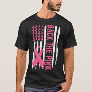 The Pink Breast Cancer Awareness Usa Flag Pink Rib T-Shirt