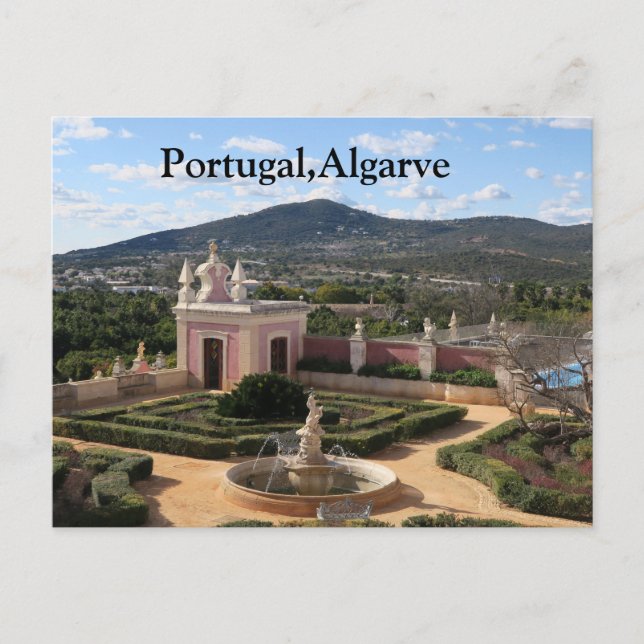 The pink Estoi palace, Portugal, Algarve postcard (Front)
