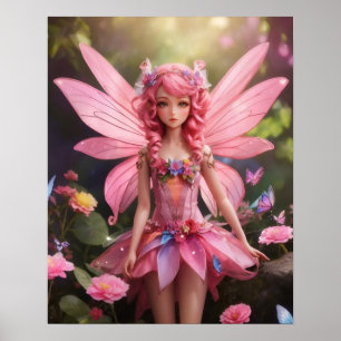 The Pink Fairy   Fantasy Digital Art Poster
