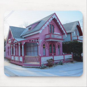 The Pink House in Snow - Martha's Vineyard Mouse Pad