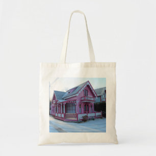 The Pink House in Snow - Martha's Vineyard Tote Bag