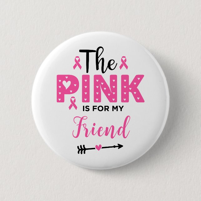 The Pink Is For My Friend Breast Cancer Awareness 6 Cm Round Badge (Front)