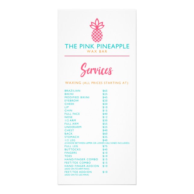 The Pink Pineapple Rack Card (Front)