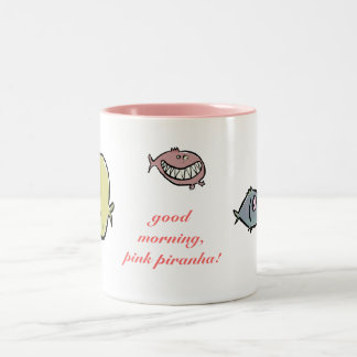 The pink piranha - editable words Two-Tone coffee mug