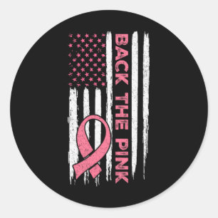 The Pink Ribbon American Flag Breast Cancer Awaren Classic Round Sticker