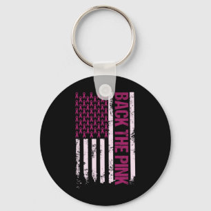 The Pink Ribbon American Flag Breast Cancer Awaren Key Ring
