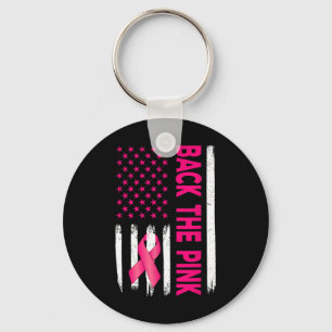 The Pink Ribbon American Flag Breast Cancer Awaren Key Ring