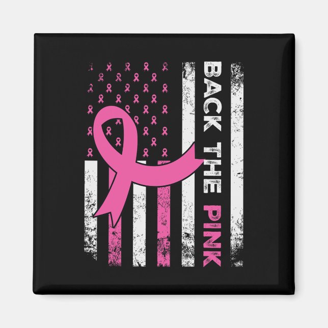 The Pink Ribbon American Flag Breast Cancer Awaren Magnet (Front)