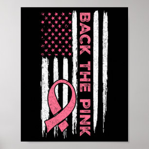 The Pink Ribbon American Flag Breast Cancer Awaren Poster