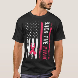 The Pink Ribbon American Flag Breast Cancer Awaren T-Shirt