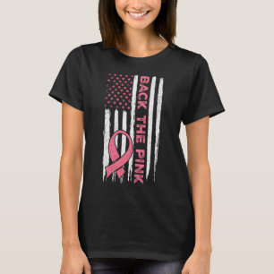 The Pink Ribbon American Flag Breast Cancer Awaren T-Shirt