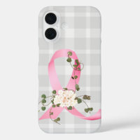 The Pink Ribbon with ivy On Plaid