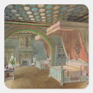 The Pink Room in the Chateau de Roquetaillade Square Sticker