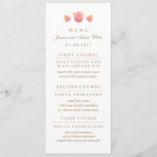The Pink Tulip Wedding Menu Card